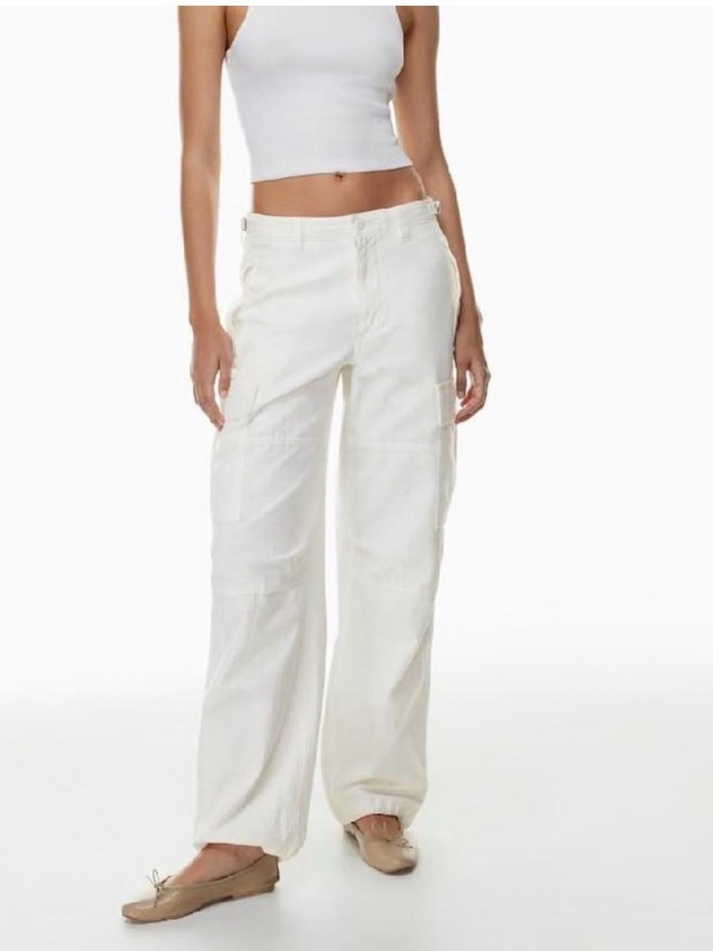 Aritzia White Wide-Leg Cargo Pants